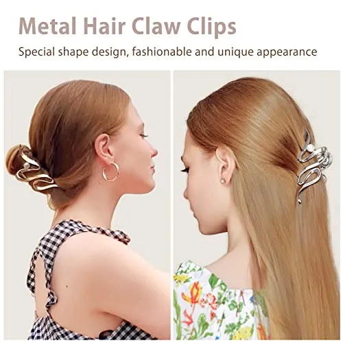 (2 Pcs) Large Gold Silver Metal Hair Claw Clips | Lolalet