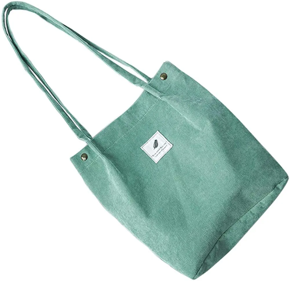 Womens Corduroy Shoulder Tote Bag